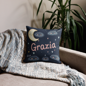 Cuscino con nome Grazia 45,72cmx45,72cm CUCITURE NERE