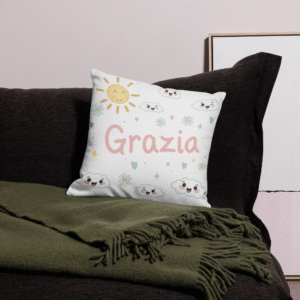Cuscino con nome Grazia 45,72cmx45,72cm CUCITURE BIANCHE